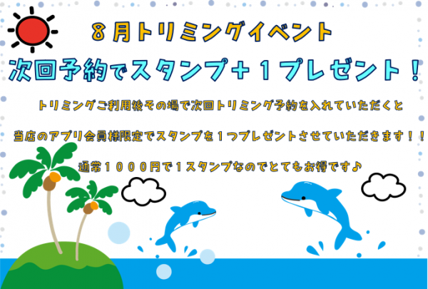 ８月トリミングイベント【ピースタイル佐野南店】サムネイル